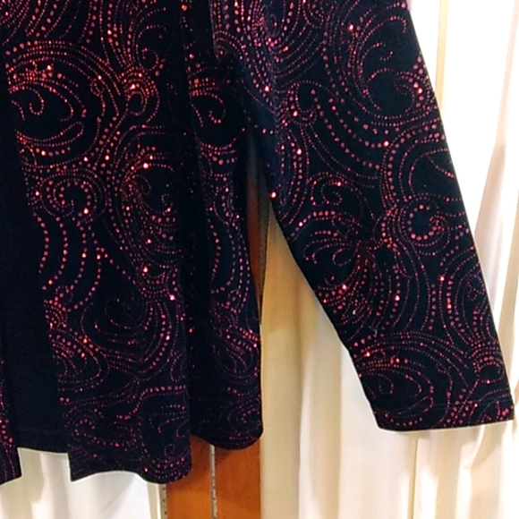 **Notations Sparkling Evening Jacket Top Size 2X Red & Black - Picture 5 of 10